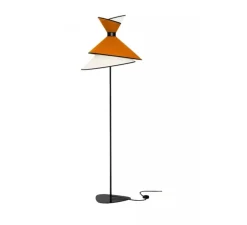 Lampadaire, Grand Kimono, Blanc crème et orange, Ø50cm, H166cm - DesignHeure