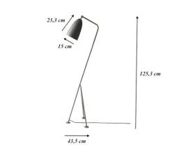 Lampadaire, Grasshopper, bleu gris, H125,3cm, Ø43,5cm - Gubi