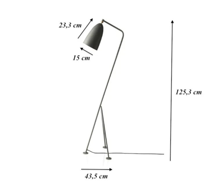 Lampadaire, Grasshopper, bleu gris, H125,3cm, Ø43,5cm - Gubi