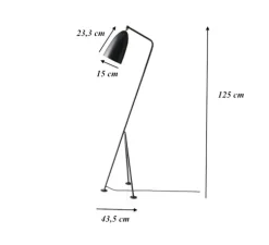 Lampadaire, Grasshopper, noir, H125,3cm, Ø43,5cm - Gubi