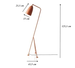 Lampadaire, Grasshopper, rouge vintage, H125,3cm, Ø43,5cm - Gubi