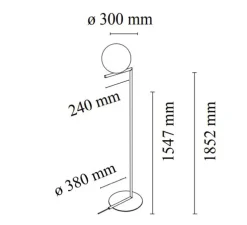 Lampadaire, IC Lights Floor 2, opalin et noir, Ø38cm, H185,2cm - Flos