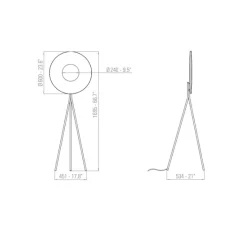 Lampadaire*Dix heures dix Lampadaire, Iris Tripod 60, blanc & noir, LED, dim, 2700K, 5250 lm, L169,5cm, H53,4cm - blanc & noir