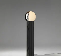 Lampe*Penta Lampadaire, Je Suis, bois de chêne anthracite, LED, dim, 3000K, Ø40cm, H158cm - gris foncé