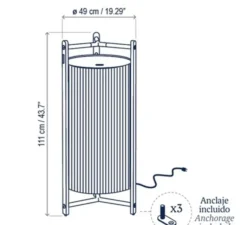 Lampadaire*Bover Lampadaire, Kando P/111, , LED, dim, 2200-2400-2700K, 4300 lm, Ø49cm, H111cm - crème, Teck