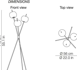 Lampadaire*KDLN Lampadaire, Kushi, , LED, 2700K, 1900lm, Ø56cm, H140cm - blanc et laiton