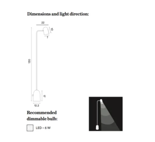 Lampadaire, Lampadaire Buddy, gris, L12,2cm, H130cm - Northern