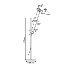 Lampadaire, Lampe Gras N°215, noir (intérieur blanc), L32cm, H150cm - DCW éditions Paris
