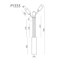 Lampadaire*Aromas del Campo Lampadaire, Lari, P1333, , LED, dim, 2700K, 2450 lm, Ø60cm, H142cm - noir mat, cuir taupe