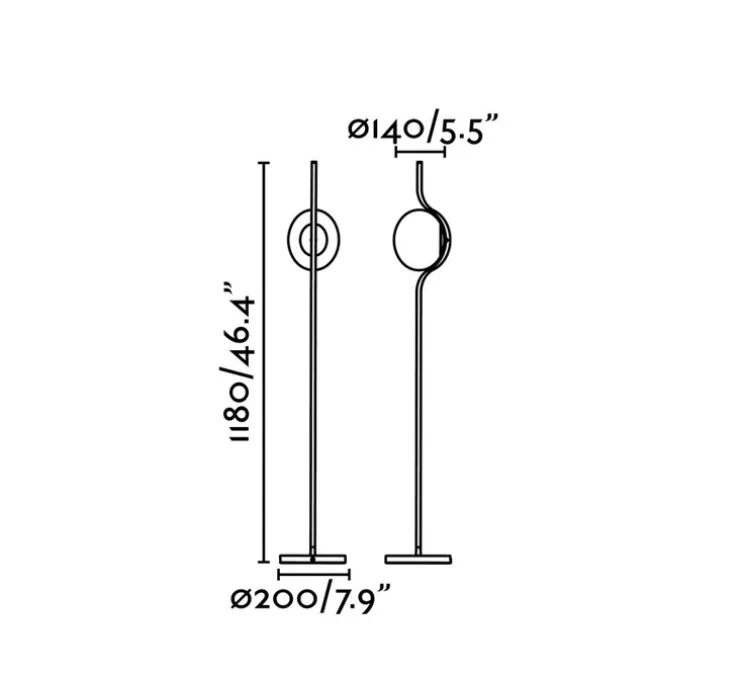 Lampadaire, Le vita, blanc, or, LED, 2700k, 570lm, Ø20cm, H118cm - Faro