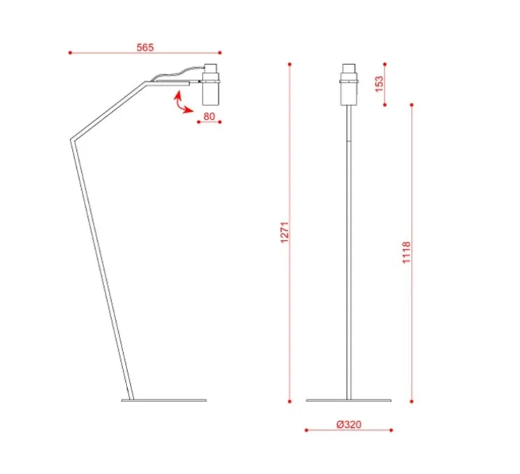 Lampadaire, Lei, 564.61, laiton satiné, verre transparent, L32cm, H127,1cm - Tooy