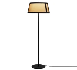 Lampadaire*Tooy Lampadaire, Lilly, 558.65, , Ø50cm, H150cm - noir texturé, tissu beige et maille noire