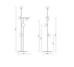 Lampadaire*Tooy Lampadaire, Linfa 565.65, , IP40, LED, dim, 2700K, 1750 lm, Ø46cm, H176cm - or chaud