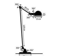 Lampadaire, Loft D1240, 2 bras, jaune, souffre, Ø33cm, H160cm - Jieldé