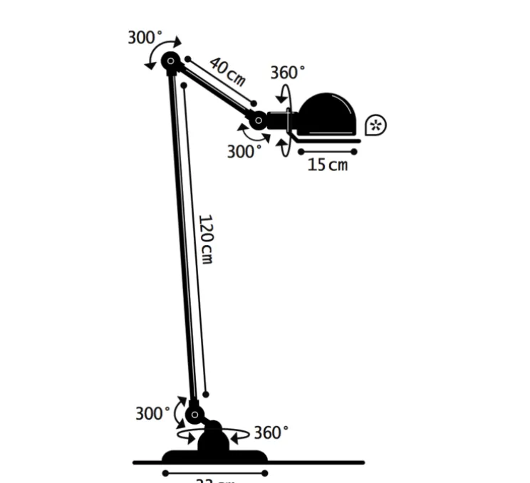Lampadaire, Loft D1240, 2 bras, jaune, souffre, Ø33cm, H160cm - Jieldé