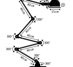 Lampadaire, Loft D9406, 6 bras, moutarde, L240cm, H240cm - Jieldé
