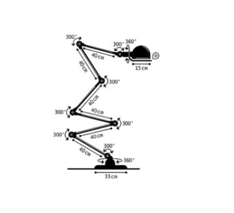Lampadaire, Loft D9406, 6 bras, or, L240cm, H240cm - Jieldé
