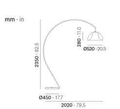 Lampadaire*Pedrali Lampadaire, L002T/BA, , Ø52cm, H235cm - rouge, blanc