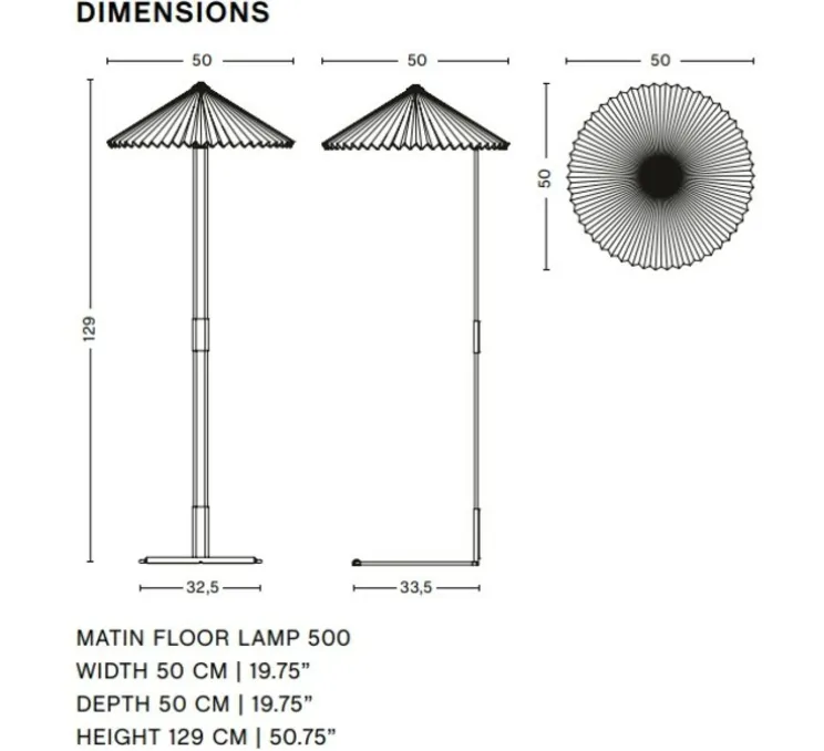 Lampadaire, Matin, blanc, LED, dim, 2600K, 420 lm, L50cm, H129cm - HAY