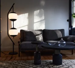 Lampadaire, Monroe, Noir, opal, LED, dim, 2700K, lm, L44cm, H165,1cm - Rubn