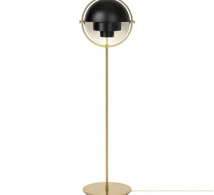 Lampadaire, Multi-Lite, noir, laiton, Ø36cm, H148cm - Gubi