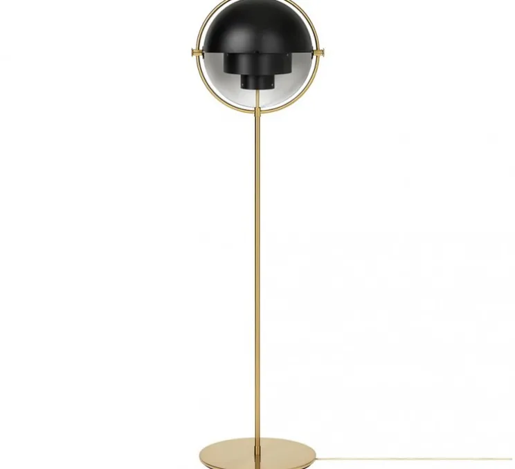 Lampadaire, Multi-Lite, noir, laiton, Ø36cm, H148cm - Gubi