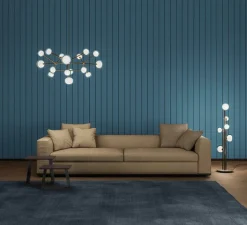 Lampadaire*Tooy Lampadaire, Nabila 552.66, , IP40, L33cm, H140cm - noir matt, laiton brossé et verre transparent