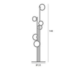 Lampadaire*Tooy Lampadaire, Nabila 552.66, , IP40, L33cm, H140cm - noir matt, laiton brossé et verre transparent