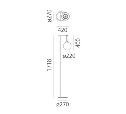 Lampadaire*Artemide Lampadaire, NH, , Ø42cm, H171,8cm - noir, laiton et blanc