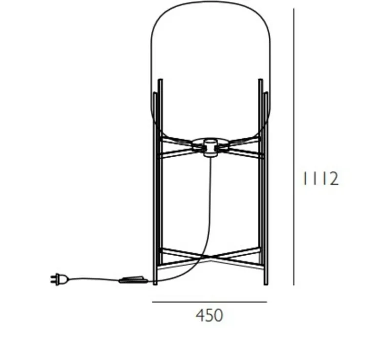 Lampadaire*Pulpo Lampadaire, Oda in Between, , Ø45cm, H111,2cm - verre gris fumé, noir