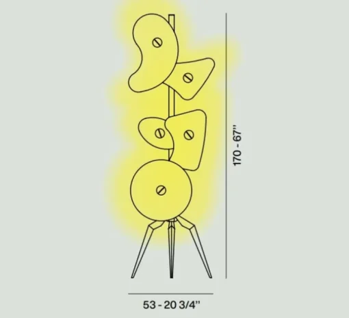 Lampadaire, Orbital, multicolore, Ø53cm, H170cm - Foscarini
