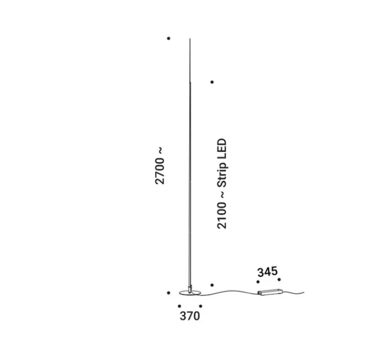 Lampadaire*Davide Groppi Lampadaire, Origine 490, , LED, 2700K, 3760lm, Ø37cm, H470cm - noir mat