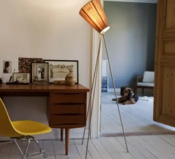 Lampadaire, Oslo Wood, beige, acier, H165cm - Northern