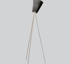 Lampadaire*Northern Lampadaire, Oslo Wood, noir, pied or, H165cm - noir, metallic