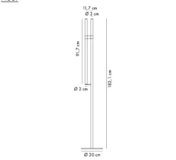 Lampadaire*Axolight Lampadaire, Paralela, vert pin , LED, dim, 2700K, 1103 lm, Ø30cm, H182,1cm - Greige