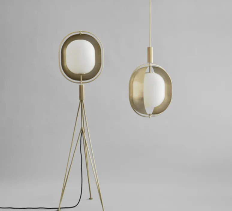 Lampadaire*101 Copenhagen Lampadaire, Pearl, , Ø35cm, H140cm - laiton