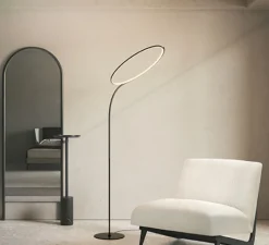 Lampadaire*KDLN Lampadaire, Poise, , LED, dim, 2700k, 3600 lm, Ø55cm, H196cm - noir et blanc