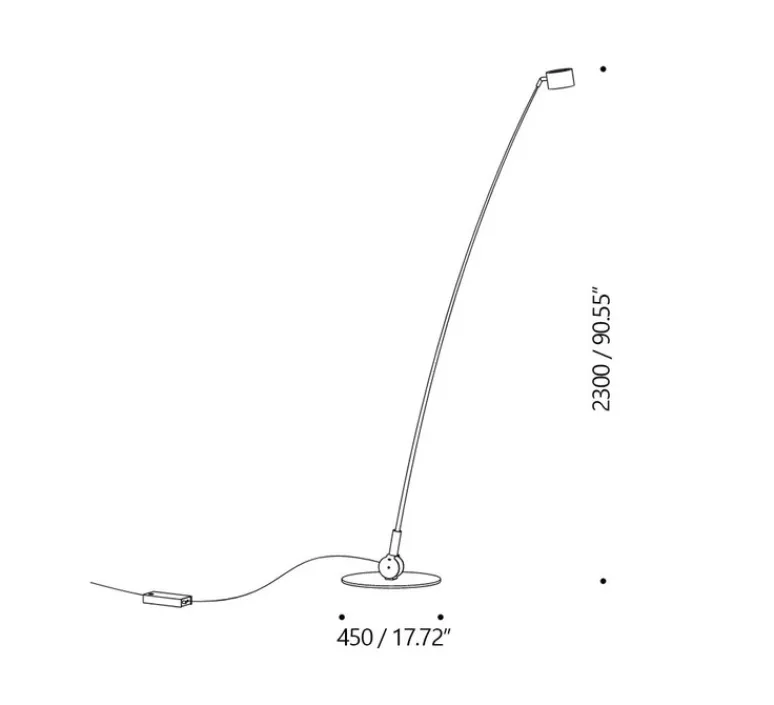 Lampadaire*Davide Groppi Lampadaire, Sampei 230, , LED, 2700K, 1808lm, L79,5cm, H215cm - blanc mat
