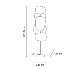 Lampadaire*Market Set Lampadaire, Screen 70's 3L, , L48cm, H174cm - lin bouleau