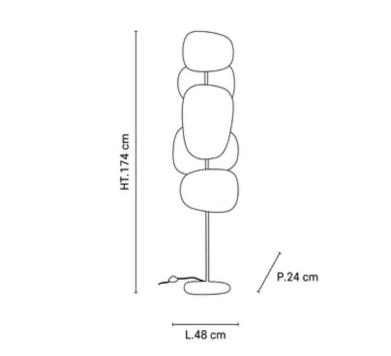 Lampadaire*Market Set Lampadaire, Screen 70's 3L, , L48cm, H174cm - lin bouleau