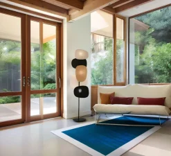 Lampadaire, Screen 70's 3L, lin, noir, L48cm, H174cm - Market Set