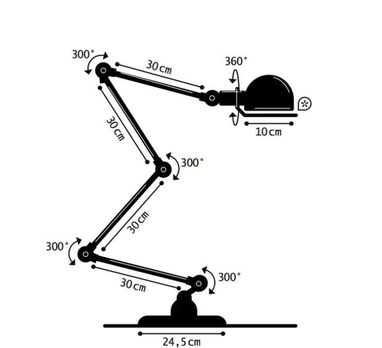 Lampadaire, Signal 4 bras, SI433, blanc, brillant, Ø24,5cm, H120cm - Jieldé