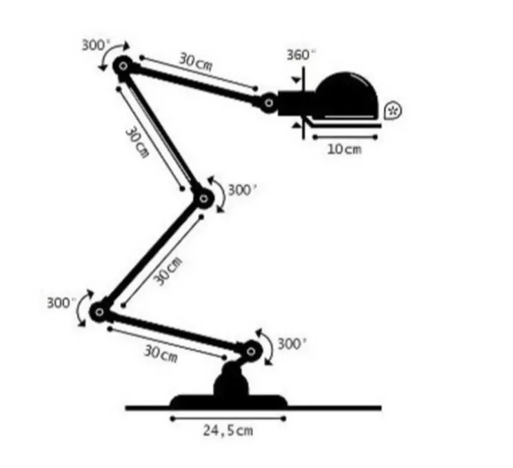 Lampadaire, Signal 4 bras, SI433, noir, brillant, Ø24,5cm, H120cm - Jieldé