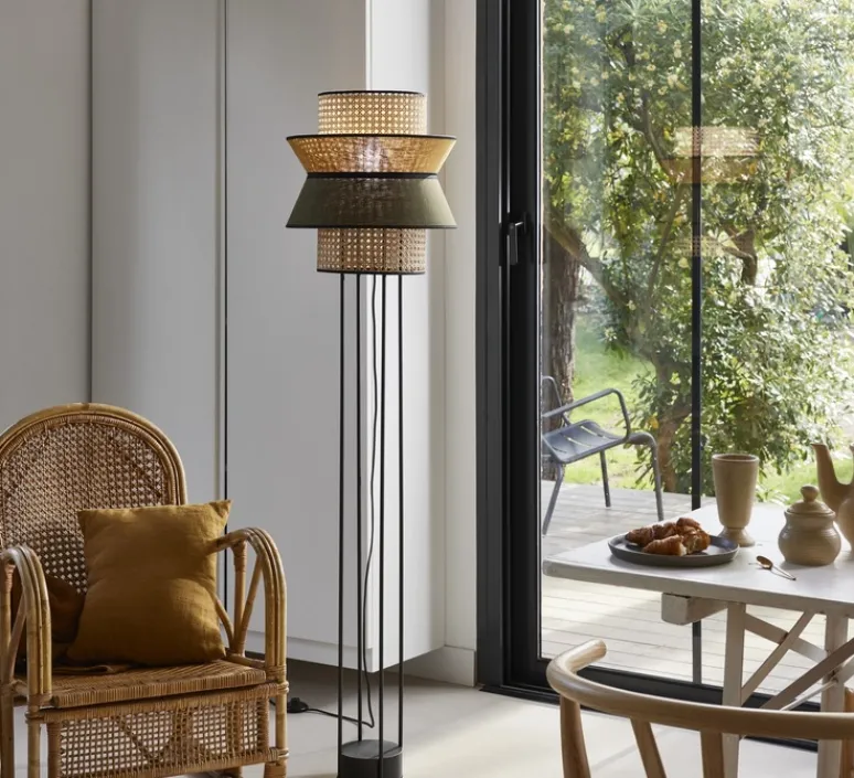 Lampadaire*Market Set Lampadaire, Singapour Double, , Ø40cm, H157cm - Kaki, curry