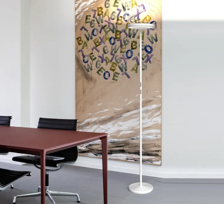 Lampadaire, Sol F1, blanc, LED, 2700K, 8800 lm, Ø28,5cm, H185cm - Rotaliana