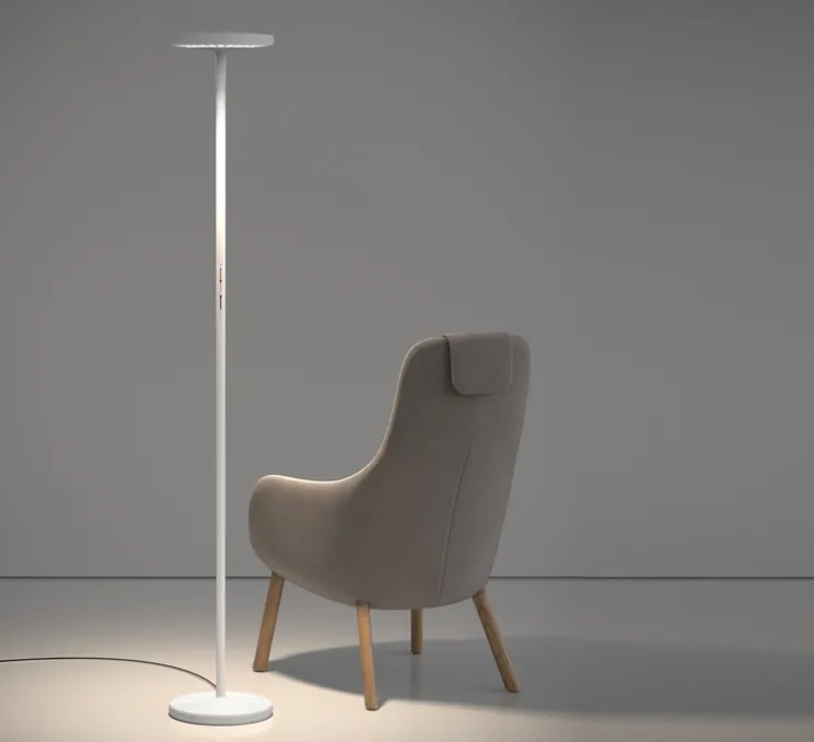 Lampadaire, Sol F1, blanc, LED, 2700K, 8800 lm, Ø28,5cm, H185cm - Rotaliana