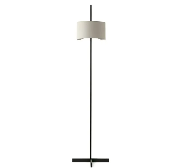 Lampadaire, Stand Up, noir, lin naturel, Ø40cm, H175cm - Faro