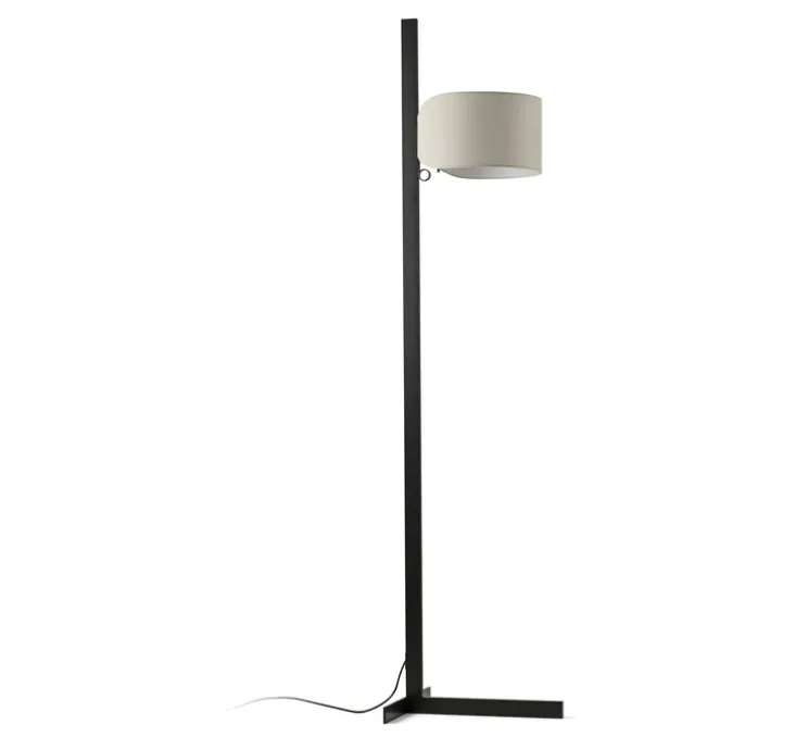 Lampadaire, Stand Up, noir, lin naturel, Ø40cm, H175cm - Faro