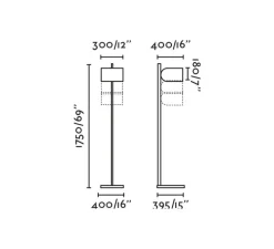 Lampadaire, Stand Up, noir, lin naturel, Ø40cm, H175cm - Faro