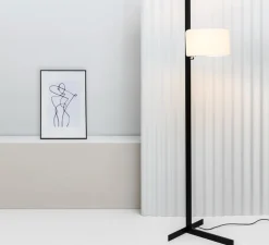 Lampadaire, Stand Up, noir, blanc, Ø40cm, H175cm - Faro